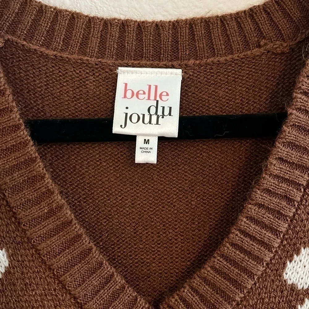 Daisy Knit Floral Sweater Vest 60s 70s Retro Size M